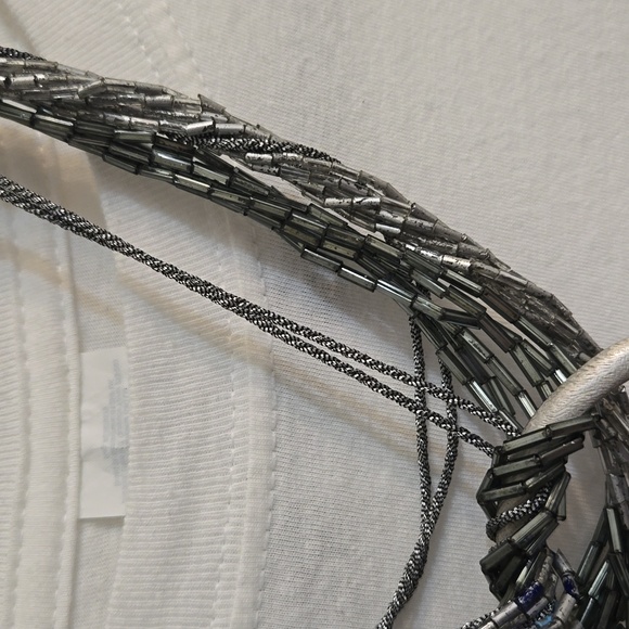 3 for $20☢️Necklace-dark blue,light blue,metallic beads,silver metallic cord - Picture 6 of 9